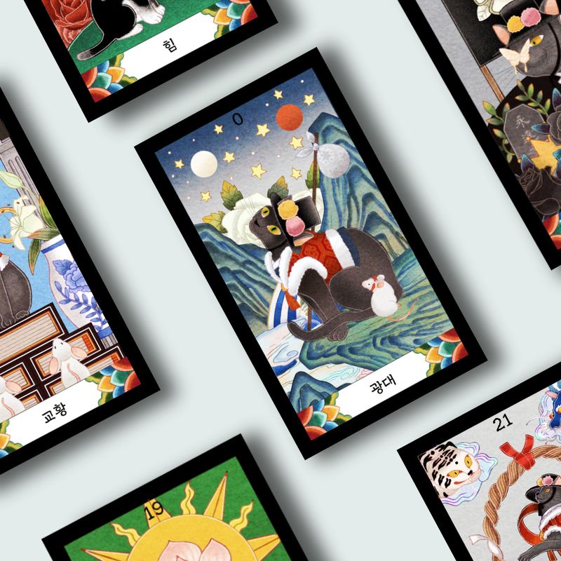 창작 민화로 재해석한 타로카드 <흑묘비담> 78장 세트 